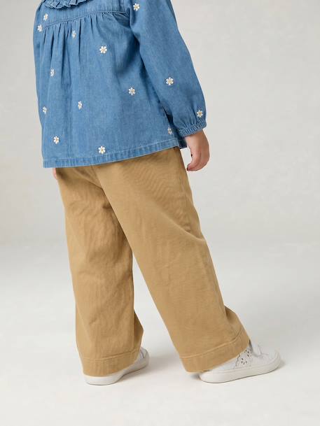 Pantalon bébé fille large ceinture à nouer beige+caramel+violine 6 - vertbaudet enfant 