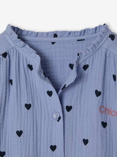 Chemise file gaze de coton imprimée personnalisable blanc imprimé+bleu chambray+écru 8 - vertbaudet enfant 