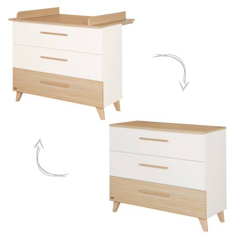 Set de Meubles 'Theo' Duo - Lit Bébé Évolutif 70x140 + Commode à Langer Blanc / chêne 6 - vertbaudet enfant 