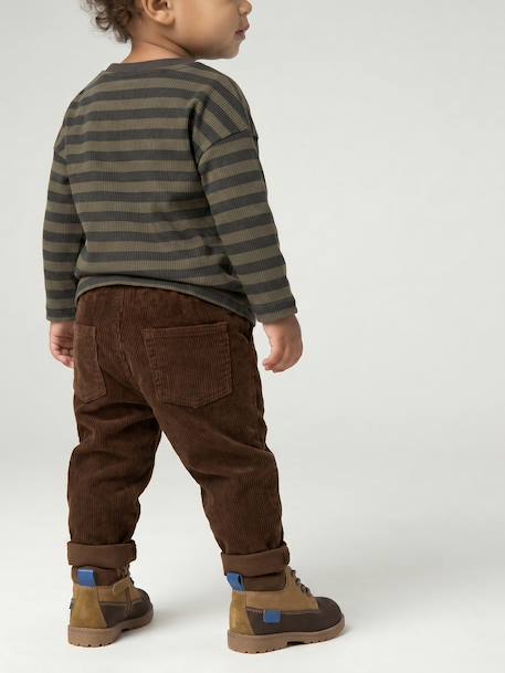 Pantalon bébé en velours côtelé bleu grisé+caramel+lichen+marron 16 - vertbaudet enfant 