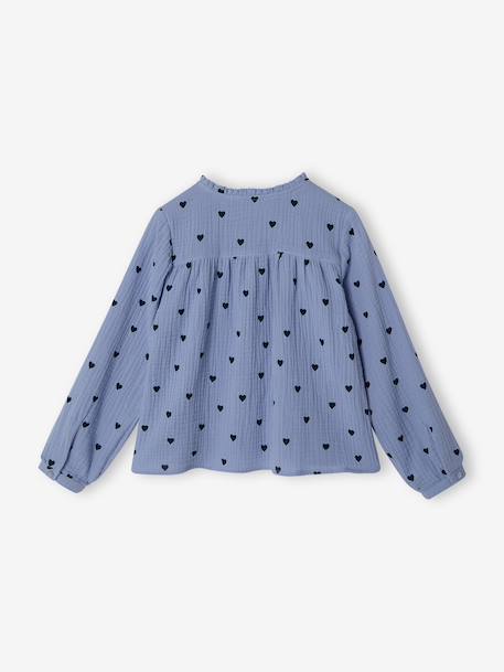 Chemise file gaze de coton imprimée personnalisable blanc imprimé+bleu chambray+écru 6 - vertbaudet enfant 