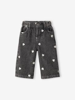 -Jean large bébé fille petits coeurs brodés