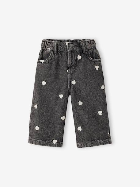 Jean large bébé fille petits coeurs brodés denim gris+double stone+stone 1 - vertbaudet enfant 