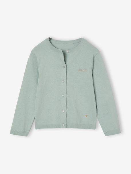 Gilet fille maille fine BASICS anthracite+beige chiné+bleu grisé+bois de rose+jaune+marine+prune+vanille+vert émeraude 13 - vertbaudet enfant 