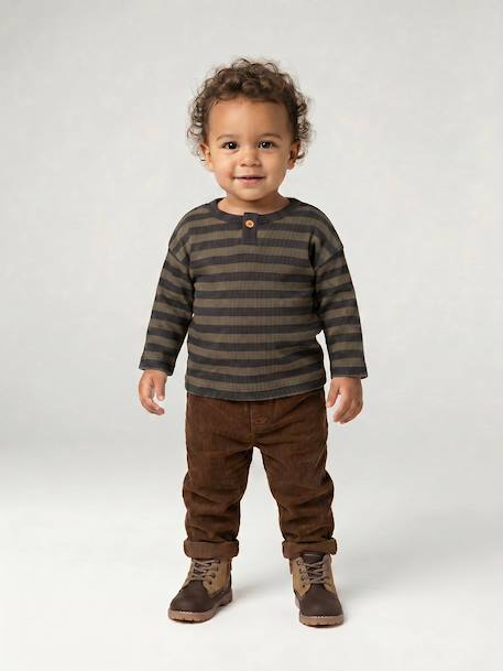 T-shirt manches longues bébé garçon kaki 5 - vertbaudet enfant 