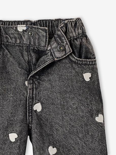 Jean large bébé fille petits coeurs brodés denim gris+double stone+stone 3 - vertbaudet enfant 