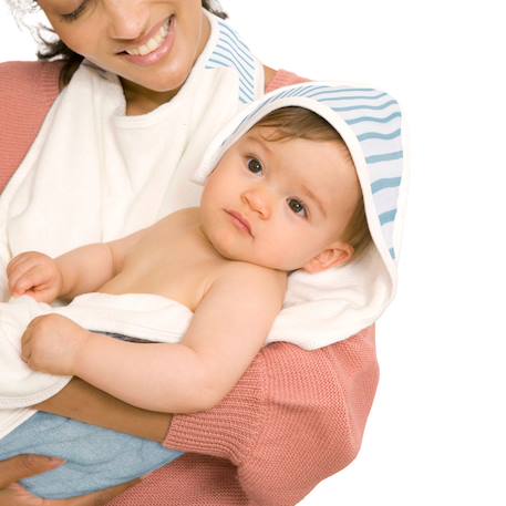 Serviette tablier de bain papillon marinière Bleu marine, blanc 2 - vertbaudet enfant 