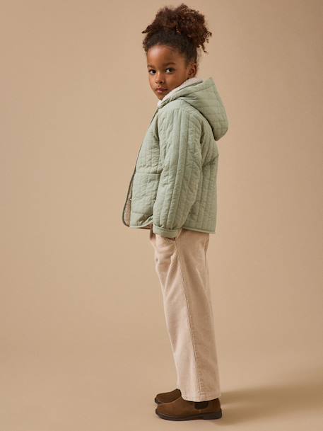Veste matelassée col sherpa fille Vert d'eau 4 - vertbaudet enfant 