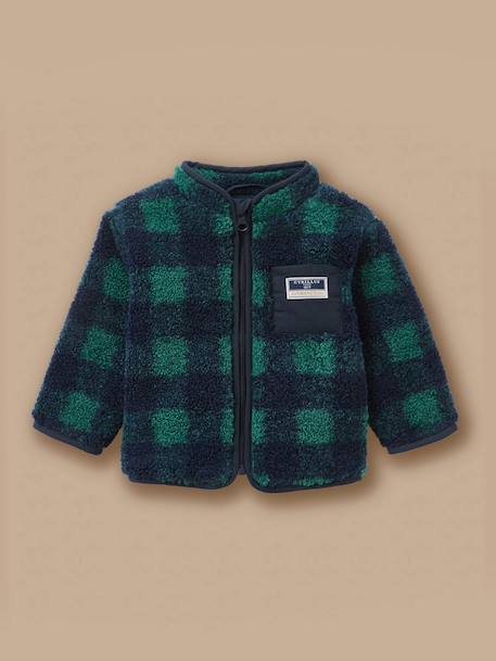 Bébé-Pull, gilet, sweat-Gilet carreaux en sherpa bébé