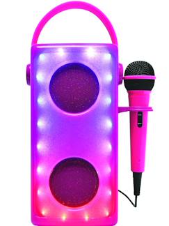 -Enceinte bluetooth lumineuse rose avec micro