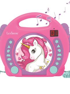-Lecteur cd portable avec 2 microphones coloris licorne