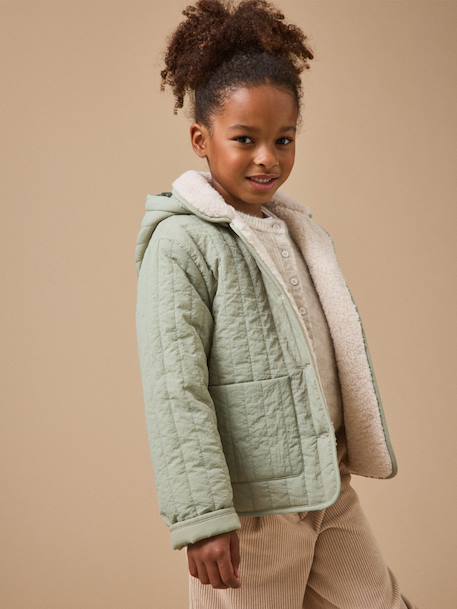 Fille-Manteau-Veste matelassée col sherpa fille
