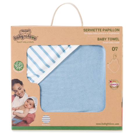 Serviette tablier de bain papillon marinière Bleu marine, blanc 3 - vertbaudet enfant 