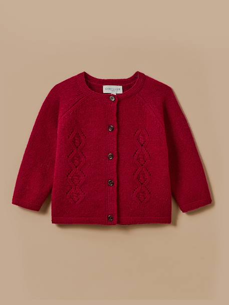 Cardigan en laine mérinos bébé Ecru chine+Framboise 3 - vertbaudet enfant 