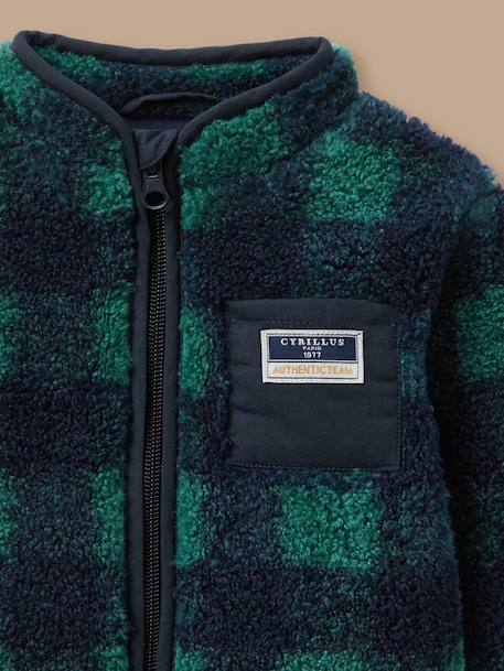 Gilet carreaux en sherpa bébé Carreaux marine/vert 2 - vertbaudet enfant 