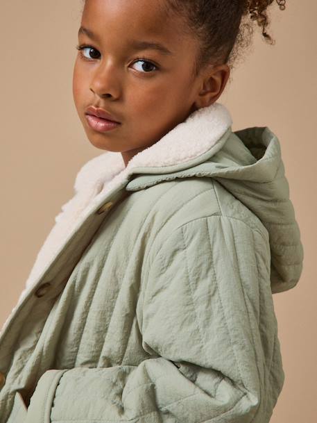 Veste matelassée col sherpa fille Vert d'eau 3 - vertbaudet enfant 