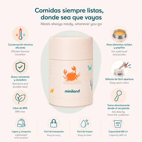 Thermos pour repas - crabe Blanc 5 - vertbaudet enfant 