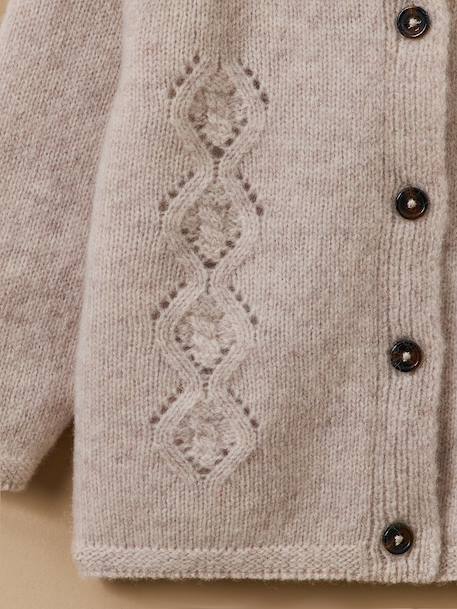 Cardigan en laine mérinos bébé Ecru chine+Framboise 2 - vertbaudet enfant 