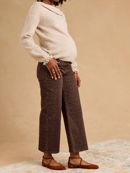 Jean léopard cropped de grossesse bandeau chocolat 2 - vertbaudet enfant 