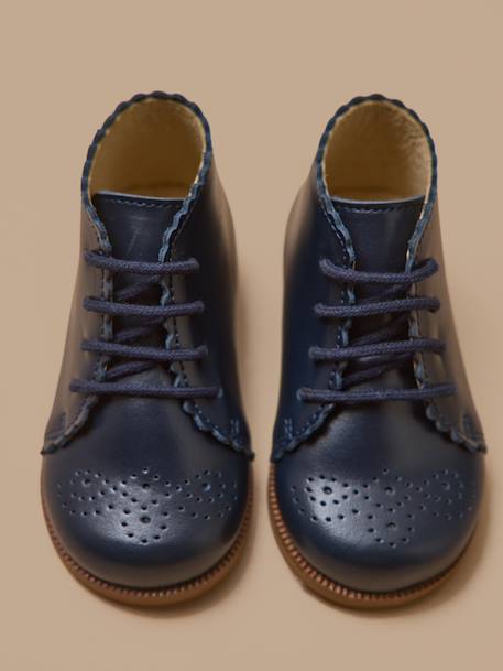 Bottines bout fleuri cuir bébé Marine 3 - vertbaudet enfant 