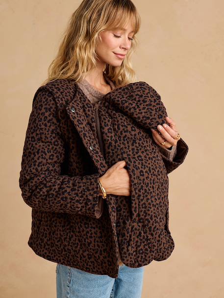 Veste matelassée évolutive avec protège-bébé grossesse et post grossesse en gaze de coton chocolat+écru+kaki 6 - vertbaudet enfant 