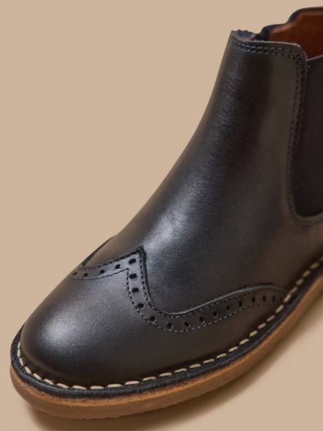 Boots bout fleuri fille en cuir Encre 6 - vertbaudet enfant 