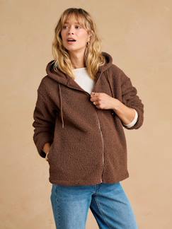 Vêtements de grossesse-Pull, gilet-Sweat zippé en sherpa évolutif avec protège bébé