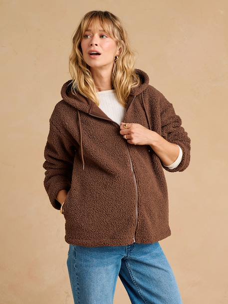 Sweat zippé en sherpa évolutif avec protège bébé écru+noir+taupe 19 - vertbaudet enfant 
