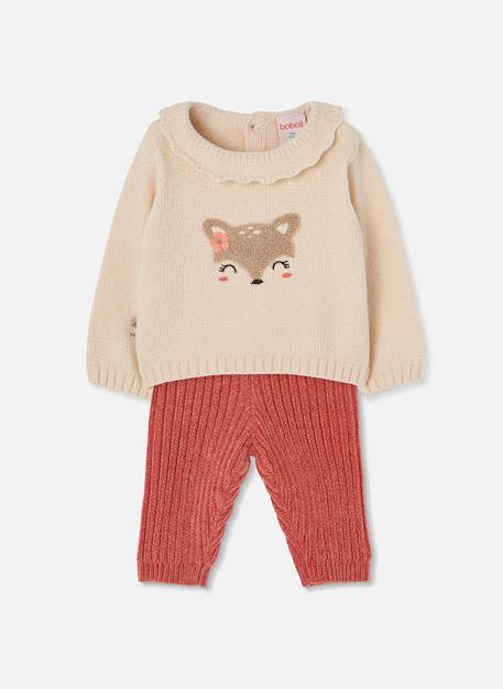 Bébé-Ensemble-Ensemble bébé fille brodé cerf