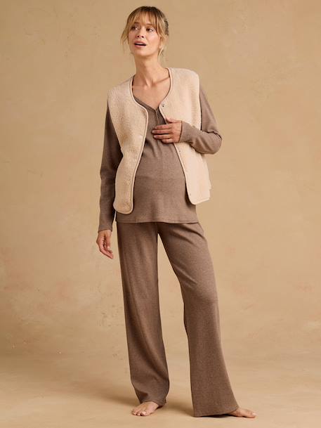 Pyjama grossesse 3 pièces allaitement taupe 1 - vertbaudet enfant 