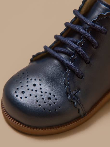 Bottines bout fleuri cuir bébé Marine 6 - vertbaudet enfant 