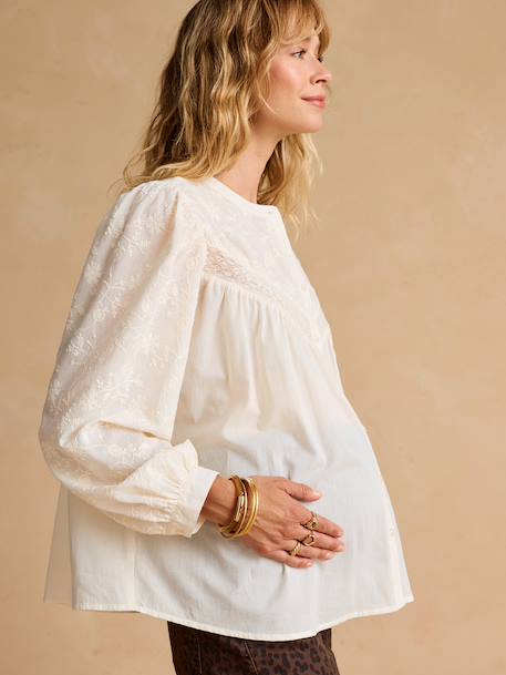 Blouse de grossesse et allaitement brodée crème 4 - vertbaudet enfant 