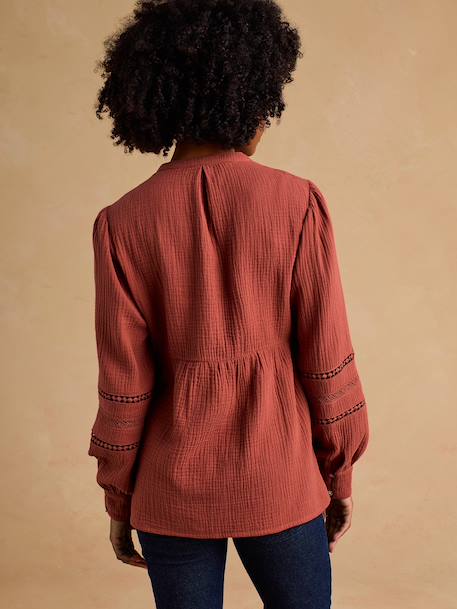 Blouse grossesse et allaitement en dentelle macramé blanc+terracotta 8 - vertbaudet enfant 