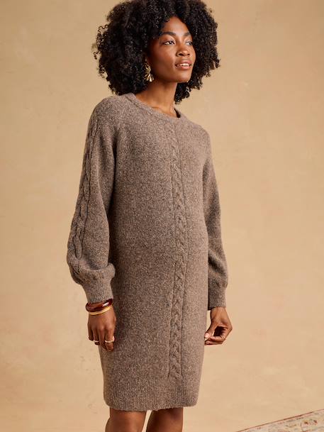 Robe pull de grossesse maille torsadée taupe 7 - vertbaudet enfant 