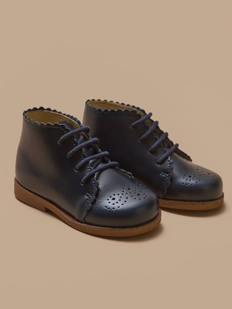 Bottines bout fleuri cuir bébé Marine 5 - vertbaudet enfant 