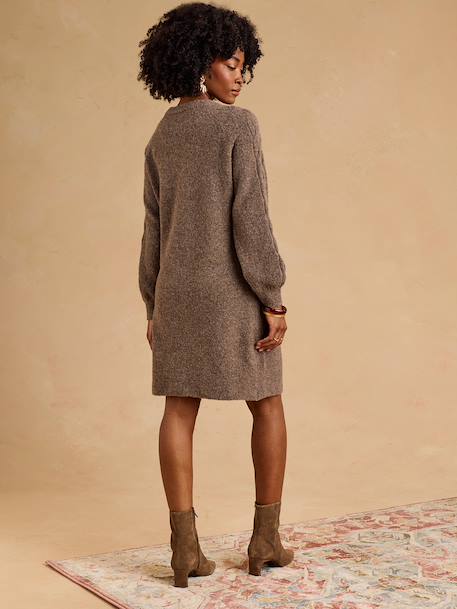 Robe pull de grossesse maille torsadée taupe 3 - vertbaudet enfant 