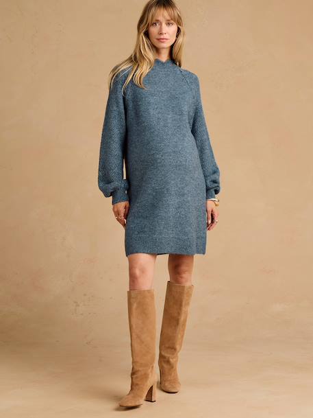 Robe pull grossesse et allaitement bleu grisé 1 - vertbaudet enfant 