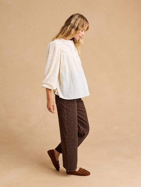 Blouse de grossesse et allaitement brodée crème 1 - vertbaudet enfant 