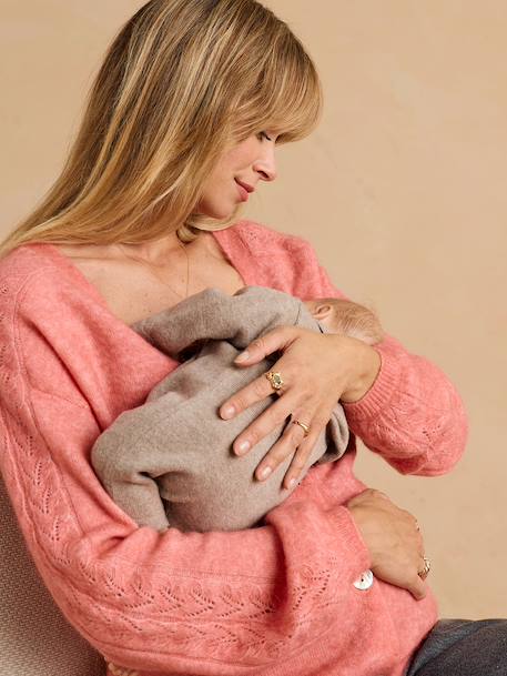 Gilet devant/dos en maille grossesse et allaitement bois de rose 2 - vertbaudet enfant 