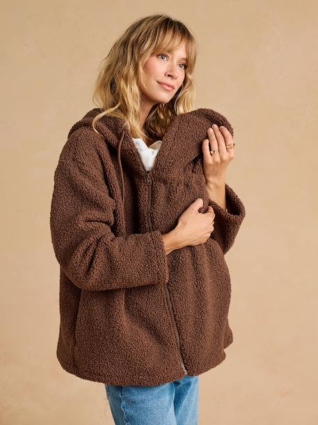 Sweat zippé en sherpa évolutif avec protège bébé écru+noir+taupe 20 - vertbaudet enfant 