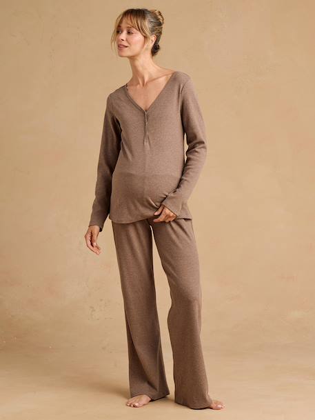 Pyjama grossesse 3 pièces allaitement taupe 2 - vertbaudet enfant 