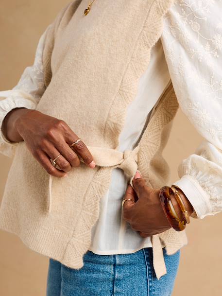 Pull sans manches beige chiné+rouge 7 - vertbaudet enfant 