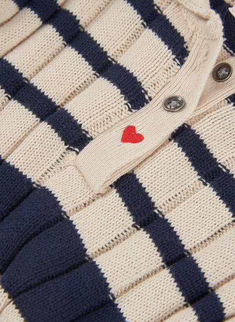 Robe fille en maille à rayures avec coeur brodé Blanc 4 - vertbaudet enfant 