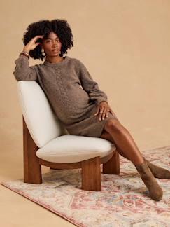 Vêtements de grossesse-Robe-Robe pull de grossesse maille torsadée