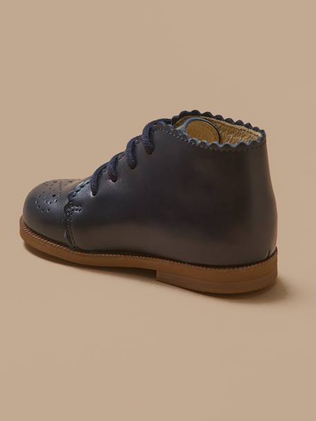 Bottines bout fleuri cuir bébé Marine 2 - vertbaudet enfant 