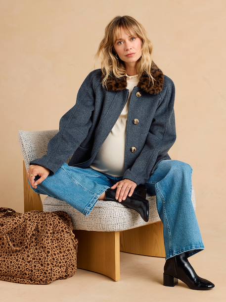 Manteau court de grossesse gris souris 4 - vertbaudet enfant 