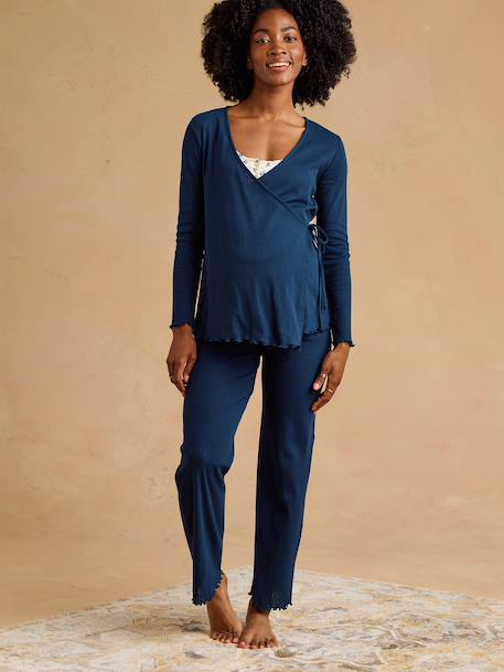 Pyjama 3 pièces grossesse et allaitement marine 1 - vertbaudet enfant 
