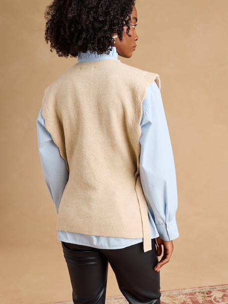 Pull sans manches beige chiné+rouge 5 - vertbaudet enfant 