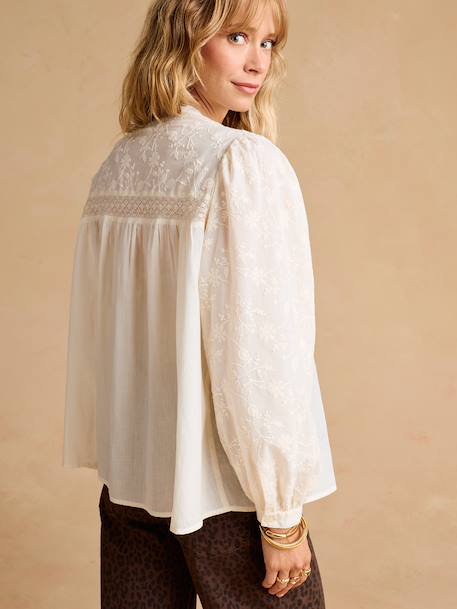 Blouse de grossesse et allaitement brodée crème 2 - vertbaudet enfant 