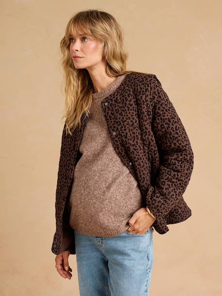 Veste matelassée évolutive avec protège-bébé grossesse et post grossesse en gaze de coton chocolat+écru+kaki 5 - vertbaudet enfant 